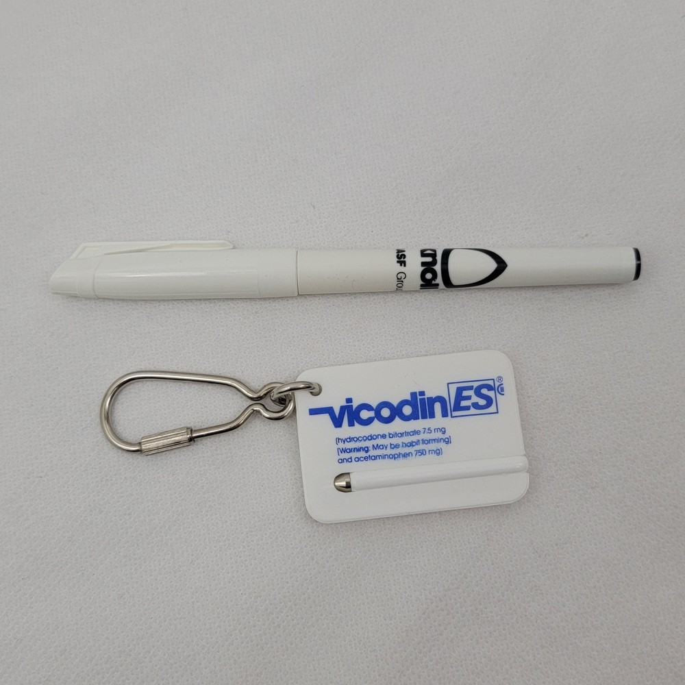 VICODEN Keychain PEN Drug Rep KNOLL Basf Pharmaceuticals Promo Advertising