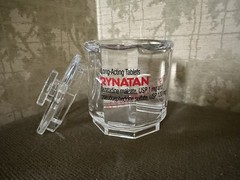 Vintage Ryatan Clear Acrylic Storage Container Drug Rep Ad 4.5” Tall