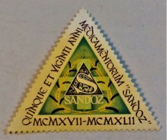 SANDOZ LSD Ergotamine mushroom 25 Year jubilee 1917-1942 Post Stamp MEGA RARE