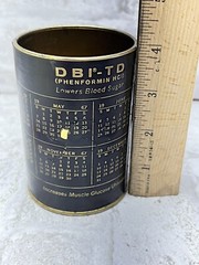 1967 Pharmaceutical Blood Sugar Med ADVERTISING TIN CAN DBI-TD PHENFORMIN HCI