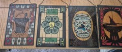 4 Stain Glass Panels Schering Pharmacy Rx Ad Premium USA Bicentennial 1976 VTG