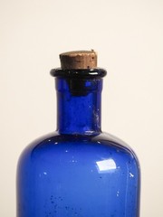 Antique Victorian Blue Bottle with Stopper and Original Label -Sold Individually