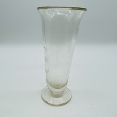 VINTAGE ETCHED GLASS FOOTED MEASURING BEAKER LAB APOTHECARY