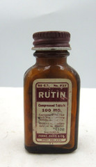 BW – 1940’s Parke, Davis & Co Detroit Mich Rutin 2 1/2″ Amber Medicine bottle #2
