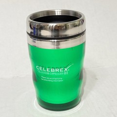 Vtg Celebrex Metallic Green Travel Mug Cup Drug Rep Pharmaceutical Advertising