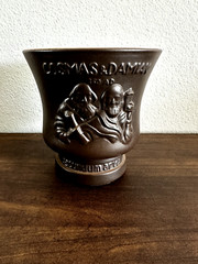 Schering Cosmas & Damian Brown Ceramic Mortar Coricidin *No Pestle*