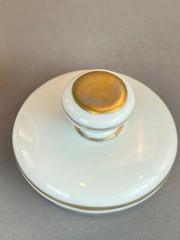 Vintage French Porcelain 7 ½” CIRE JAUNE (Yellow Wax) Apothecary Jar by D.T.