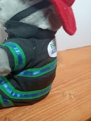 RHINOCORT AQUA ALLERGY NOSE SPRAY ADVERITSEMENT MASCOT FIREMAN PLUSH DOLL FIGURE
