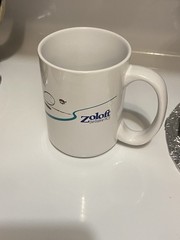 Pfizer Zoloft Coffee Mug Cup White Blue Pharmaceutical Promo Rep Advertising VTG
