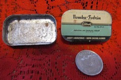 Vintage NEMBU-FEDRIN EMPTY Sample Tin Rare, Abbott Laboratories, Illinois