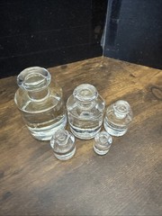 Vintage Decorative Lab Glass Scale Weights Set of 5 Clear Pressed Glass