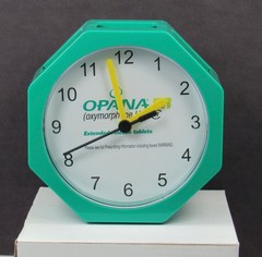 OPANA ER Oxymorphone CII Clock Pen Holder Drug Rep Pharmaceutical Promo w/ Info