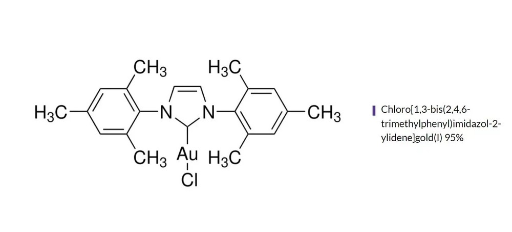 Chloro[1,3-bis(2,4,6-trimethylphenyl)imidazol-2-ylidene] gold Element Collection