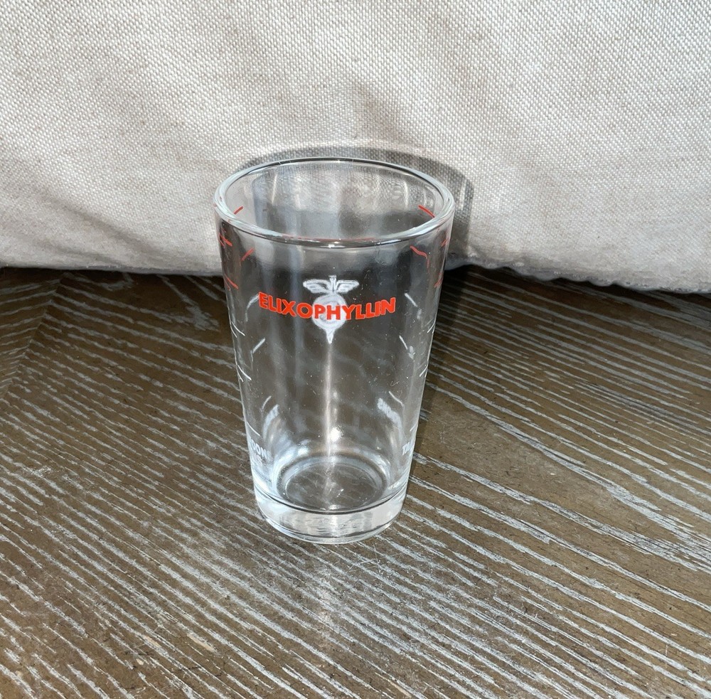 Vintage Elixophyllin Asthma Medication Dosing Shot Glass Measuring Cup