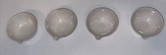 4 Vintage Coors USA White Porcelain Labware Beakers Cups 2-1/2” round with Spout