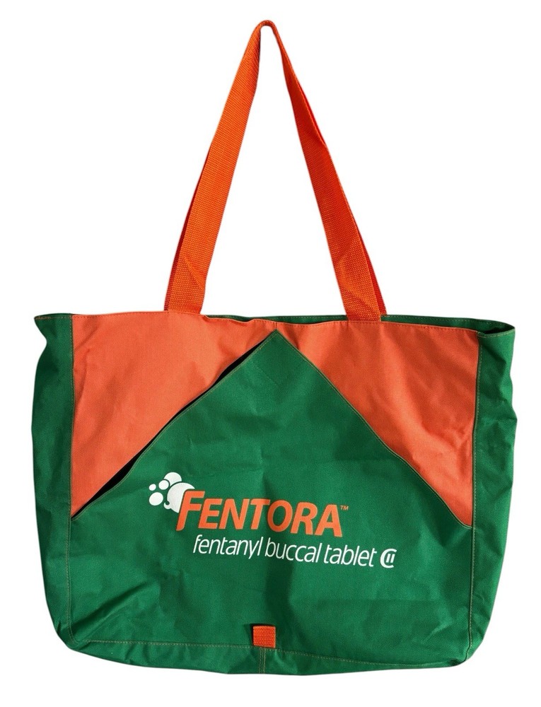 Vintage Rare FENTORA Drug Rep Pharma Merch Zippered Tote Bag Front Flap Open