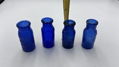 Vintage Cobalt Blue Glass Bottles LOT Of (4) Art BROMO Seltzer Emerson BALTIMORE