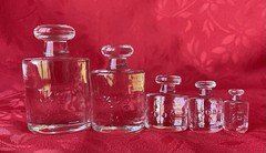 Vtg Lab or Apothecary Glass Scale Weights Set of 5 Clear Pressed Glass