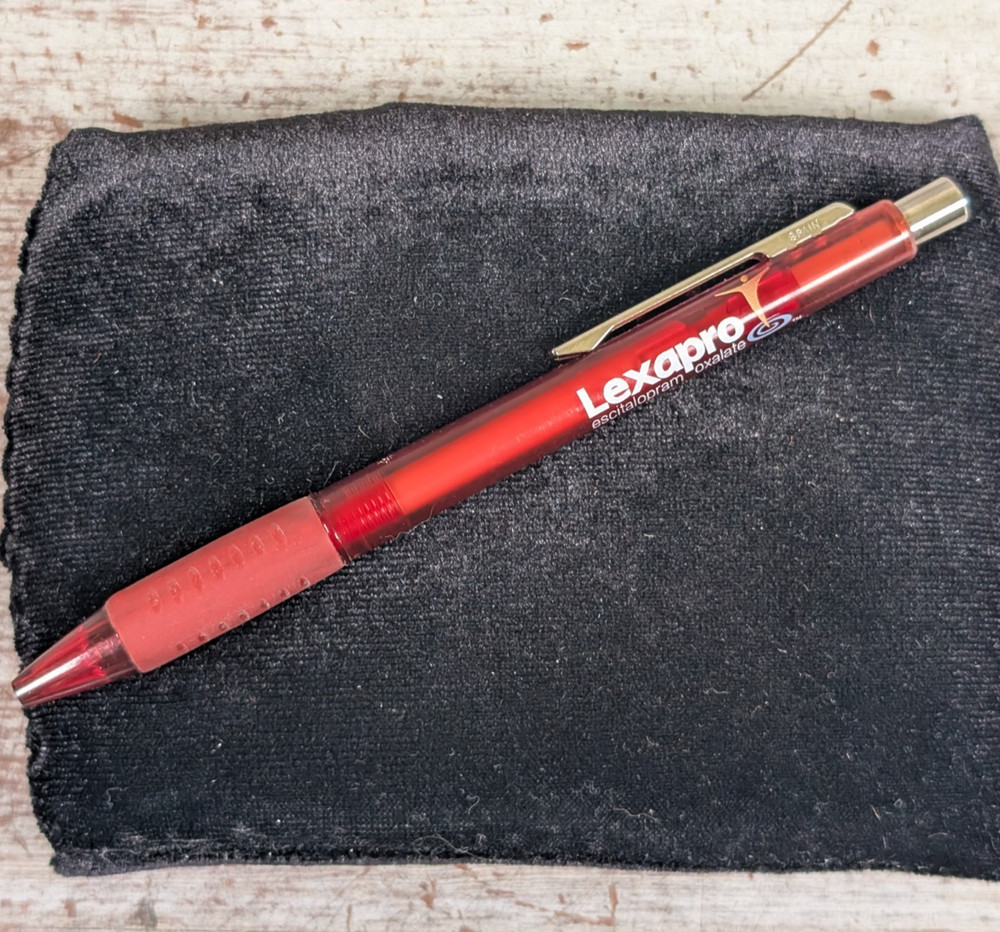 Lexapro Advertising Pen Red Translucent Black Ink Works Doctor Drug Company