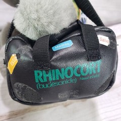 Rhinocort Promotional Plush Rhinoceros Tourist Hawaiian Shirt Has Wear 6 Inch