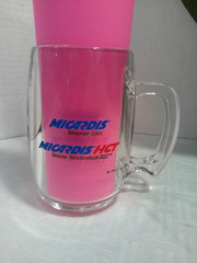 Drug Rep Promo Mug, Micardis Tablets, Clear Plastic, 5″ High, Made in USA