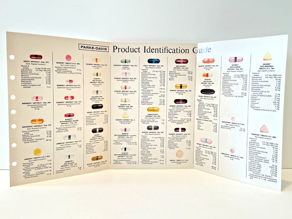 Vintage Park-Davis Product Identification Guide 1966 Pharmaceuticals Great Color