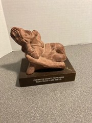 Etraphon Drugs Clay Advertising „Portrait of Anxiety/Depression“ Statue on Wood