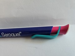Drug Rep SEROQUEL Collectible Pharmaceutical Pen Large S-Logo Pocket Clip WRITES