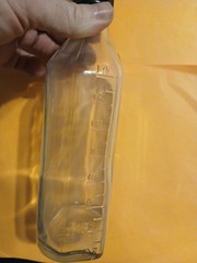 Vintage Label-Rite 16 oz Glass Bottles Caps Pharmacy Graduated Embossed