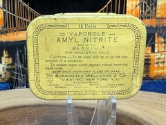 Vintage Burroughs Wellcome Amyl Nitrite Vaporole Tin Popper Canister (Empty)
