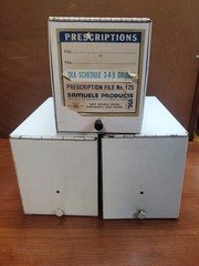 Lot Of 3 Vintage Metal White Rx Prescription Record File Pharmacy Boxes
