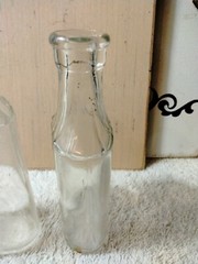Pair Of Vintage Rectangular Bottle, Clear Glass, Medicine or Pharmacy