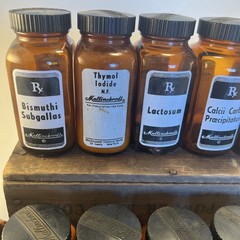 Vintage Apothecary Alchemy Glass Bottles Lot of 14 Pharmacy Chemist Lab Decor