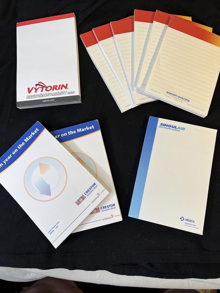 lot of 10 Pharmaceutical Rep Note Pads Vytorin Singulair Crestor Sanofi Aventis