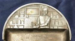 Old Pharmacist Advertising: Rare Vintage Pewter Apothecary Ashtray