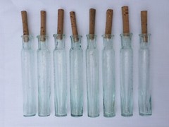 2 X Old Small Medicine Glass Pharmacy Bottle Green Long Approx. 10.0 Cm
