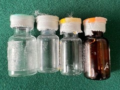 4 vtg medicine vials clear amber