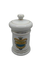 Vintage Coricidin D Porcelain Ceramic Gold Trim Pharmacy Apothecary Jar Japan 6″