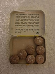 Vintage Aspirin Tin Lot:Yellow Anacin tin & Laymon’s 5¢ Tin World’s Products Co