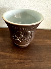 Schering Cosmas & Damian Brown Ceramic Mortar Coricidin *No Pestle*