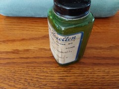 VTG Green Glass Prescription Bottle 1952 Brown Hoselton Int Falls, Minnesota