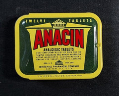 Vintage EMPTY Advertising Medicine Tin ANACIN Whitehall Pharmacal New York