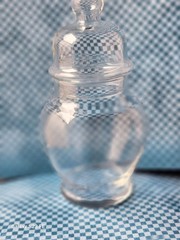 Drugstore Apothecary Jar 7 in. w Lid Signed „July 10. P“ Medicine Glass