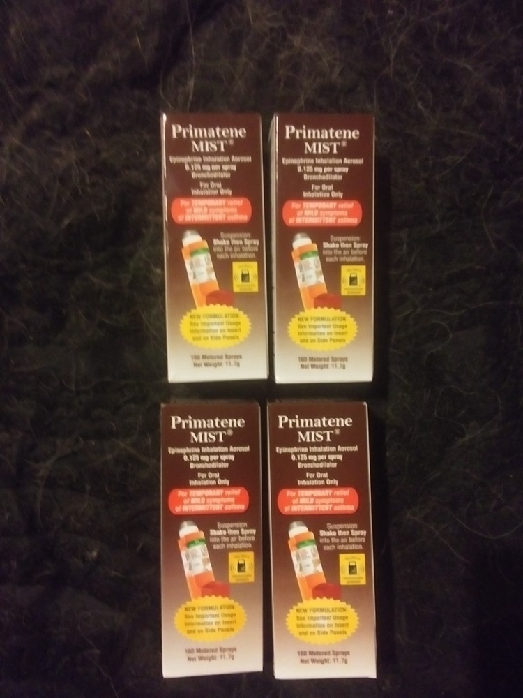 4 Pack Primatene Mist Epinephrine Inhalation Aerosol Spray 160 Sprays EXP. 2027+