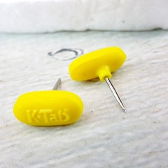 Vintage K-Tab Thumbtacks 5pc Push Pins Yellow Pill Shape Pharmacy Pharm Rep