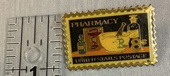 Pharmacy United States Postage 8¢ Stamp-Style Lapel Pinback Pin Santa Ana CA