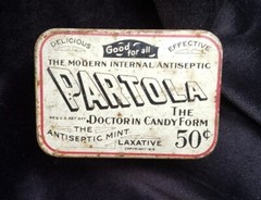 Old Medicine Tin Partola Doctor Candy Antiseptic Mint Laxative Jersey City NJ