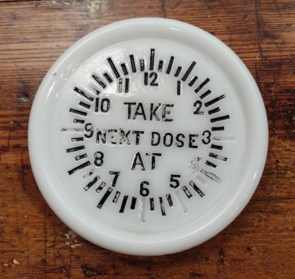 1896 Acme Dose Indicator White Milk Glass Tumbler Cover Med Advertising. CDC
