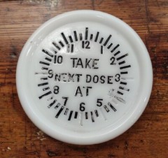 1896 Acme Dose Indicator White Milk Glass Tumbler Cover Med Advertising. CDC
