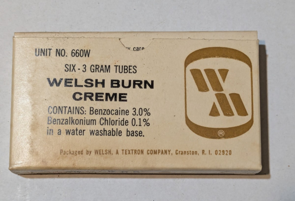 Vintage Welsh & Textron / Unit #660W Welsh Burn Creme / Six – 3-gram tubes